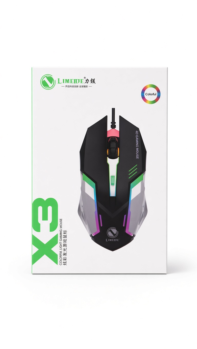 ماوس گیمینگ لایماید RGB-X3 | سنسور اپتیکال ۲۴۰۰ DPI | ۶ کلید با نورپردازی RGB